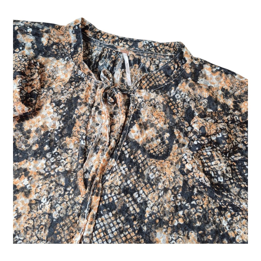 NEW! Free People Blouse Out For The Night Top Snake Combo‎ Shirt Women's L NWT